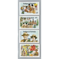 BOY SCOUTS ANTIGUA & BARBUDA SERIE COMPLETA DE ESTAMPILLAS NUEVAS MINT SCOUT FLORES